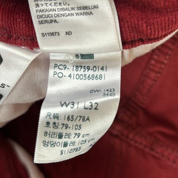 Levi's 725 High Rise Boot Cut Red Corduroy Jeans Pants 32" Inseam Size 31 - Picture 9 of 10